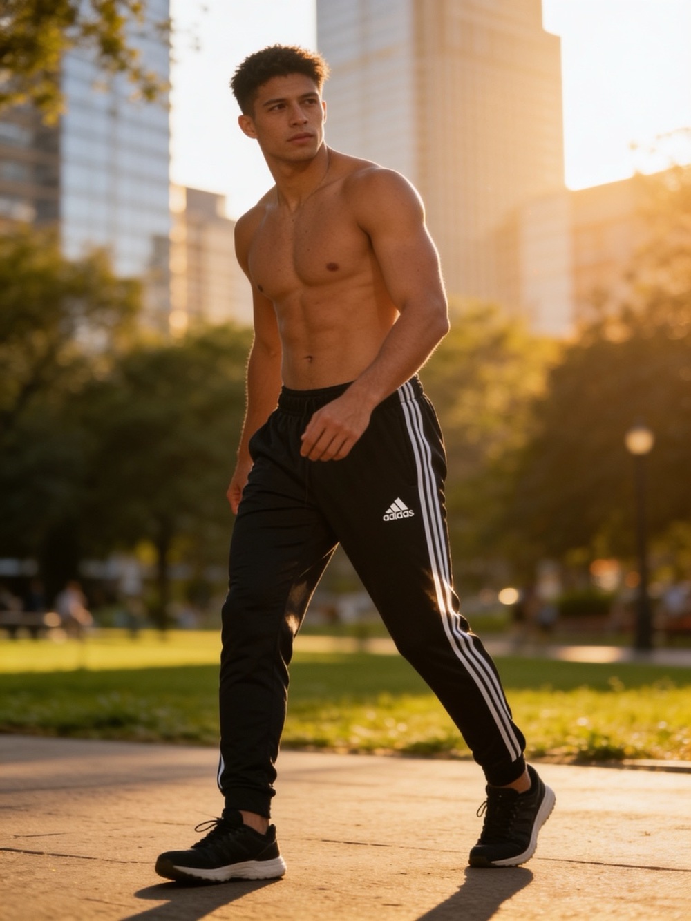 adidas Black Joggers with White Three-Stripe Detail